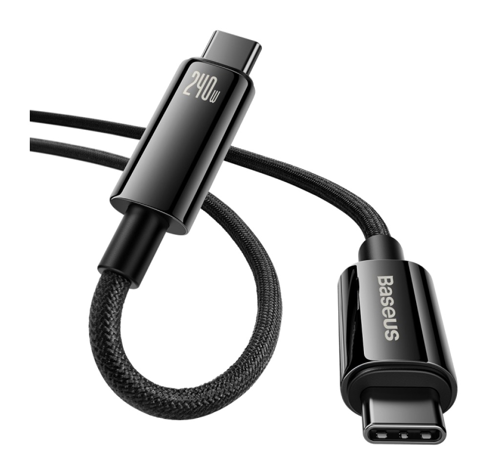 Кабель Baseus Tungsten Gold USB-C to USB-C, 240 Вт: вид с другой стороны