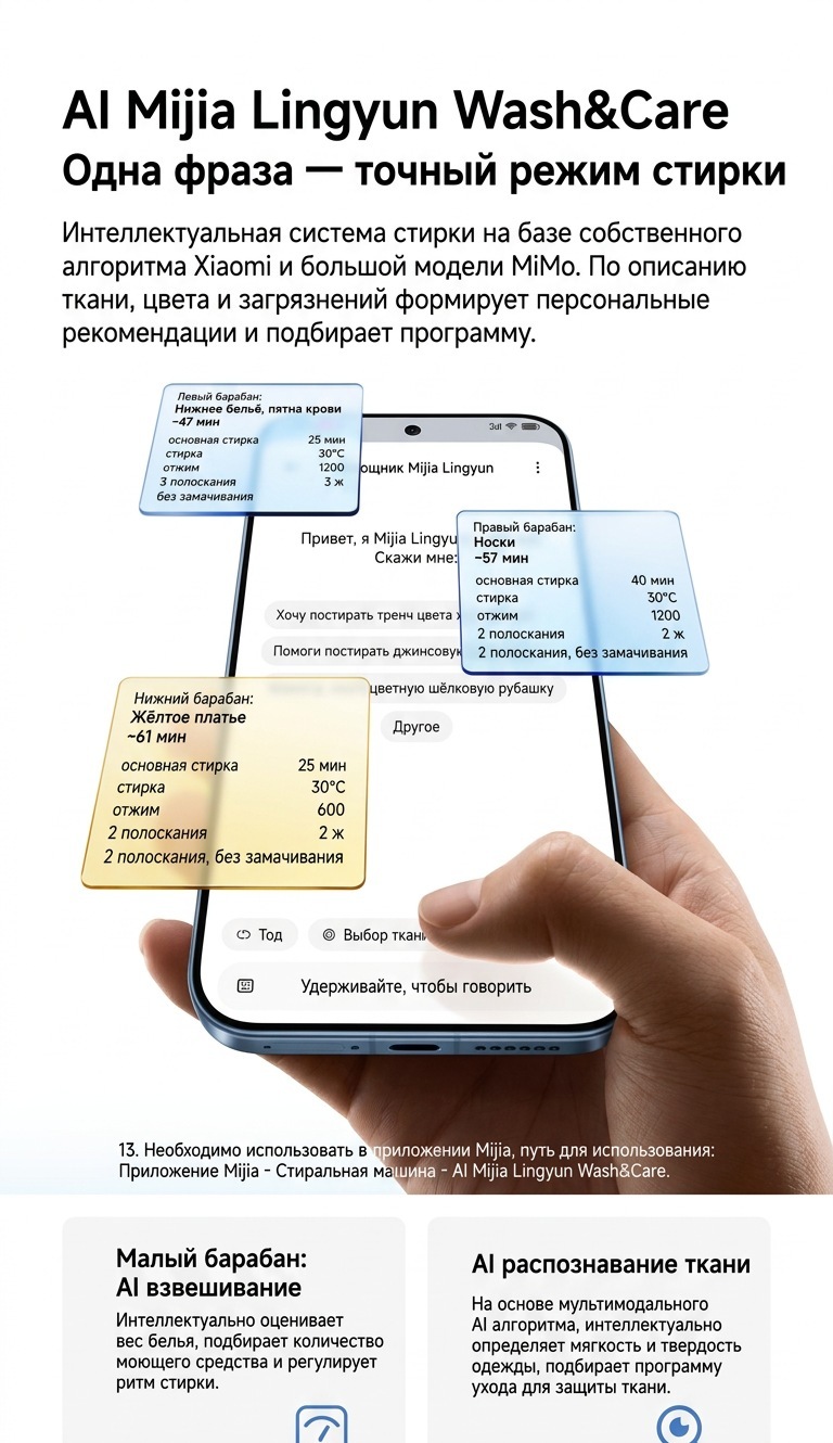 Функция AI Mijia Lingyun: описываешь вещи одной фразой — машина подбирает программу